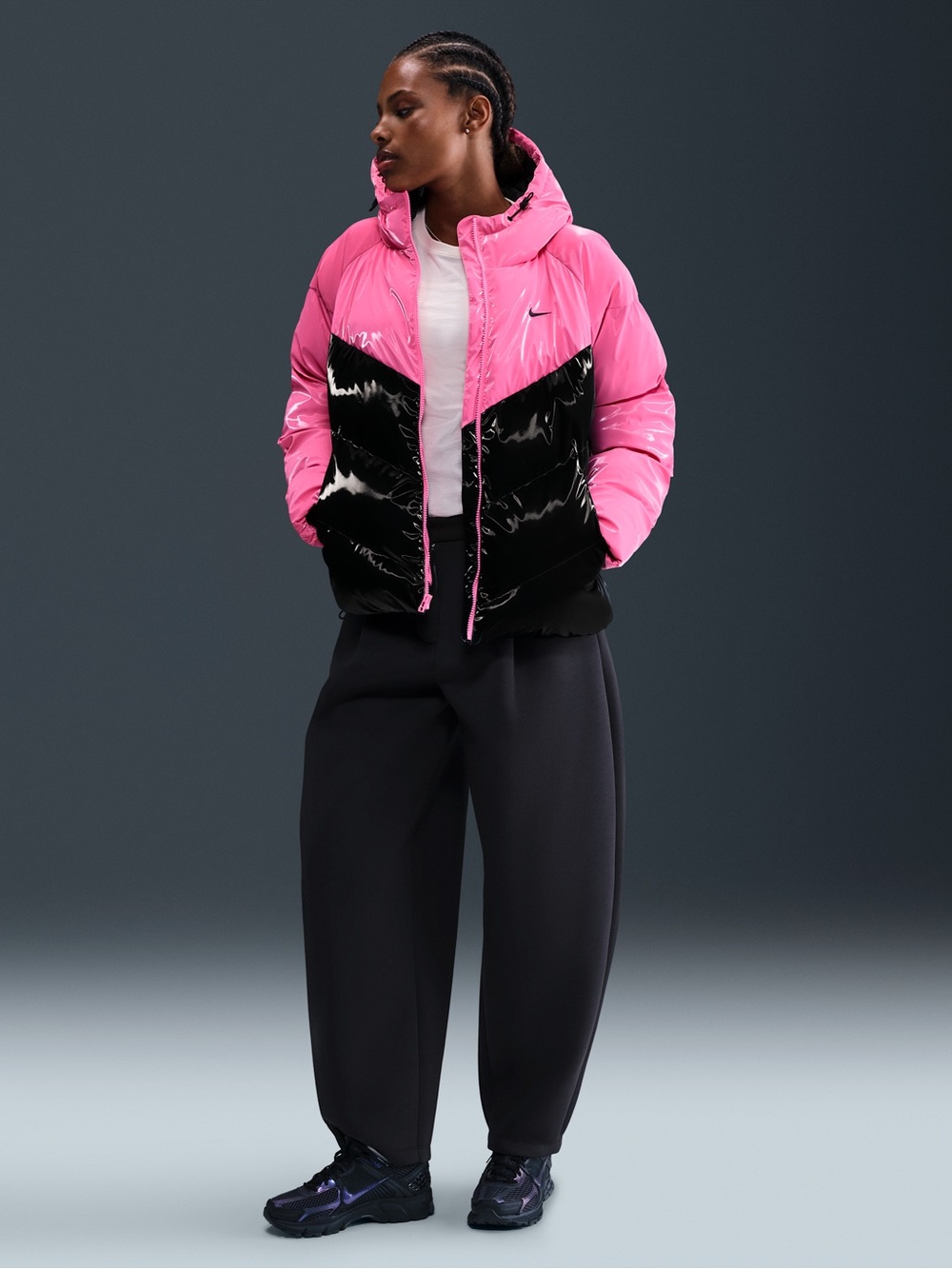 Nike Sportswear Therma-FIT Shine Puffer Jacket Women’s XS Pink Black NWT $230